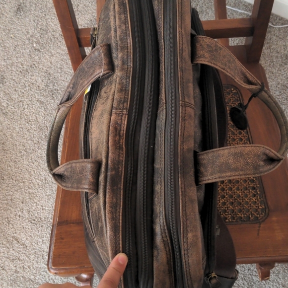 Black Rivett Brown Leather Laptop Bag. - Picture 8 of 12